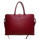 Levenger Women’s Red Leather Briefcase Laptop Bag Dual Handles & Shoulder Strap