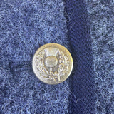 Saint Laurent Womens Gray Wool Button-Up Jacket Gold Accent Pockets Size 38