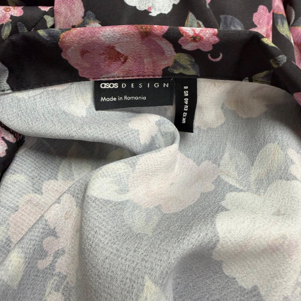 Asos Womens Black & Pink Floral Button-Up Long Sleeve Shirt Size US 8