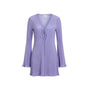 Hello Molly Womens Lavender Pleated Bell Sleeve Mini Dress Tie Detail Size 6