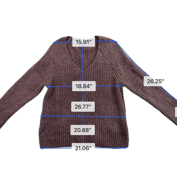 Lucky Brand Womens Brown V-Neck Ribbed Sweater Size L
