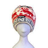 Steffner Red/Gray/White Womens Knitted Patterned Beanie Hat Winter Accessory