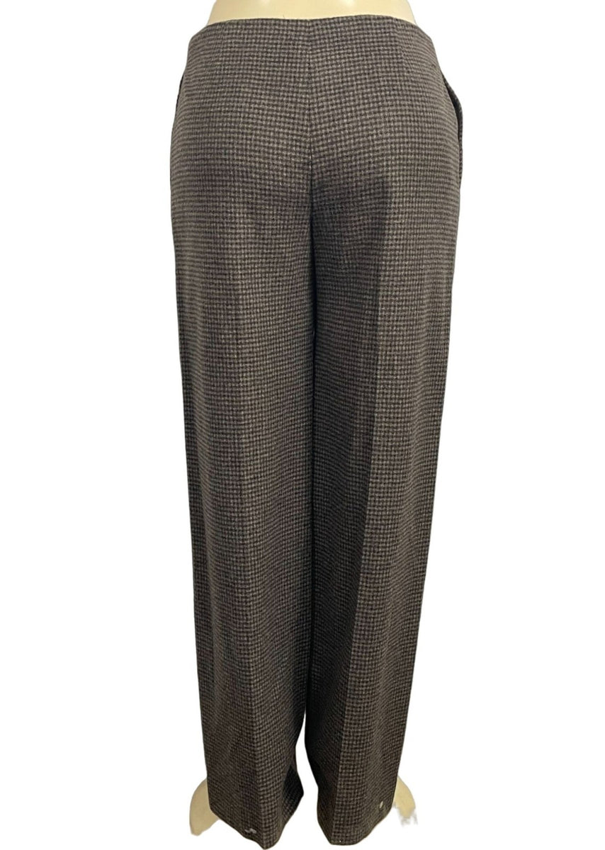 Theory Womens Brown Houndstooth Wool Pants Size 8 New