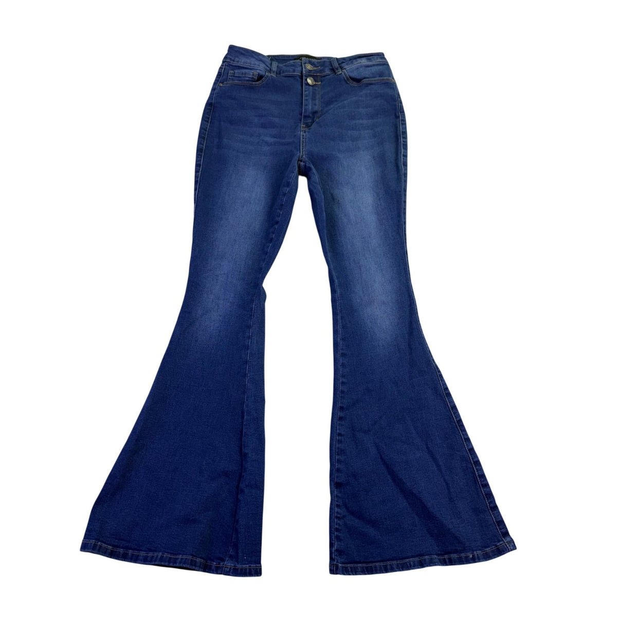 Flying Banana Womens Blue Cotton Blend Flared Bell Bottom Jeans Size 6S