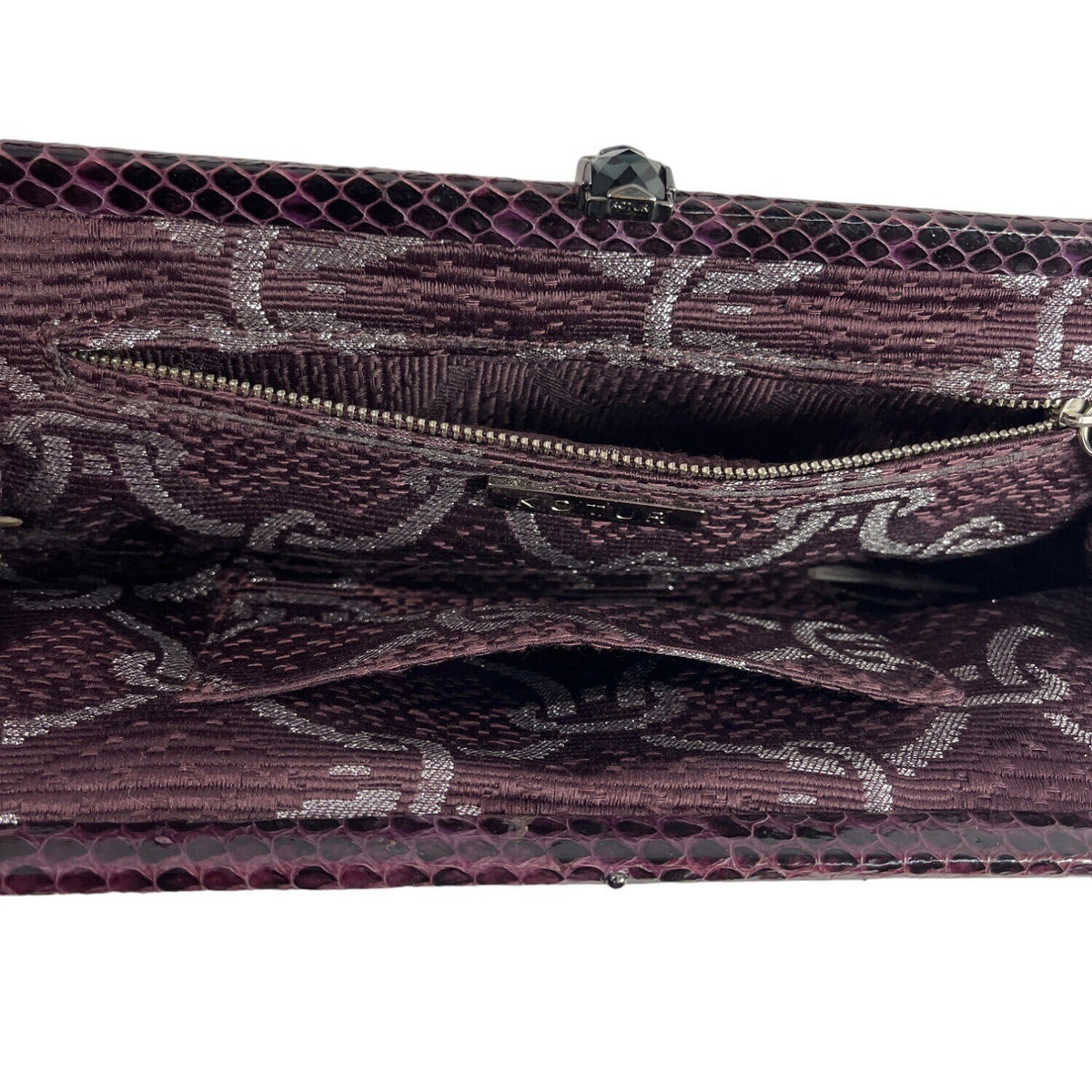 Kotur Women's Purple Snakeskin Evening Clutch Sz S