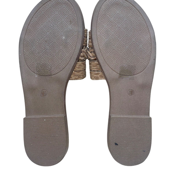 Bks Women’s Brown Braided Embellished Strap Slide Benda Casual Sandals Size 7