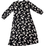 Franne Golde Womens Black & White Floral Boho Long Sleeve Maxi Dress Size L