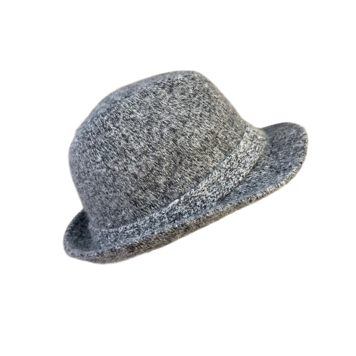 Vivante Womens Gray Wool Angora Blend Textured Bucket Hat