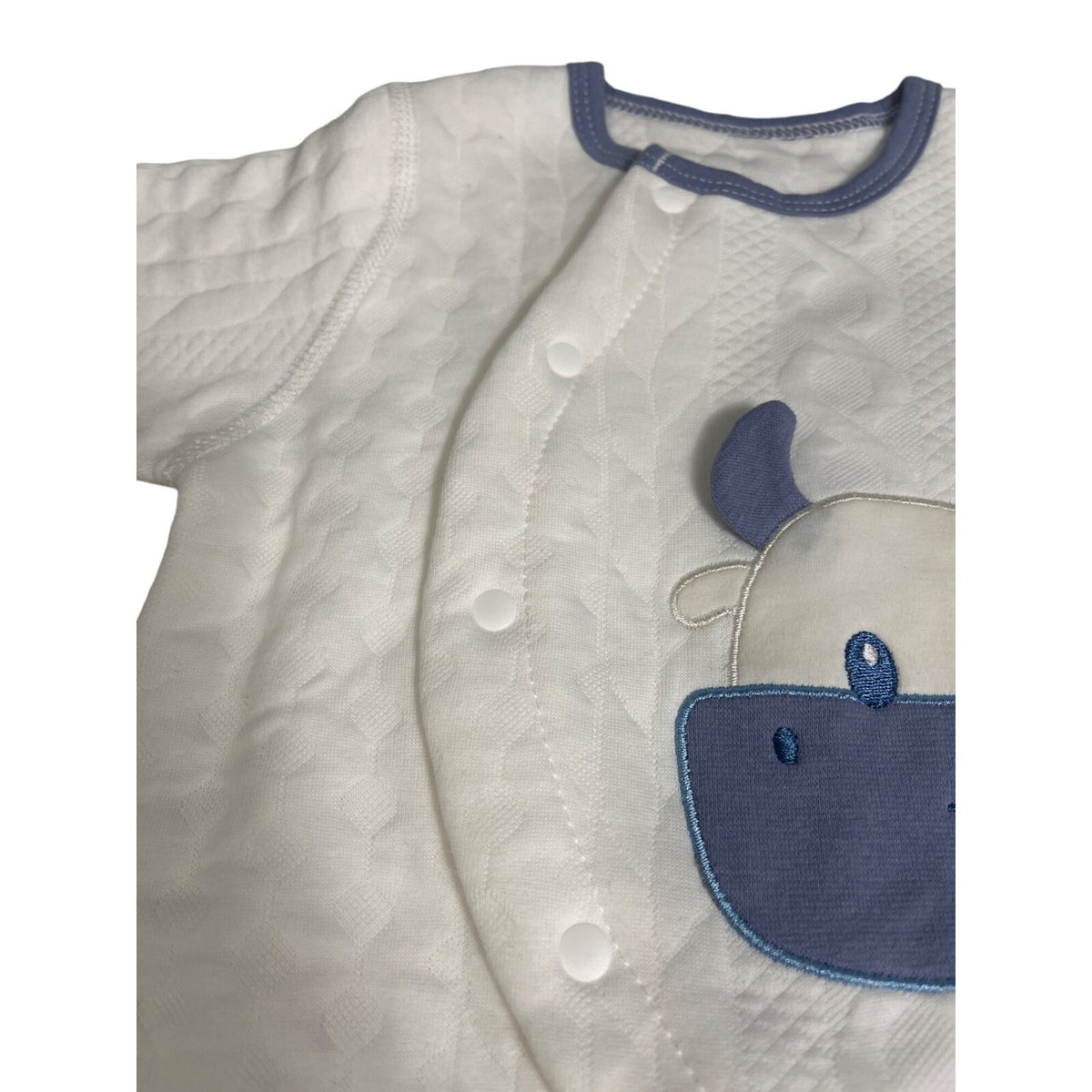 Chamie Toddler Boy's Blue White and Green Toddler Jumpsuit Set Sz 0M