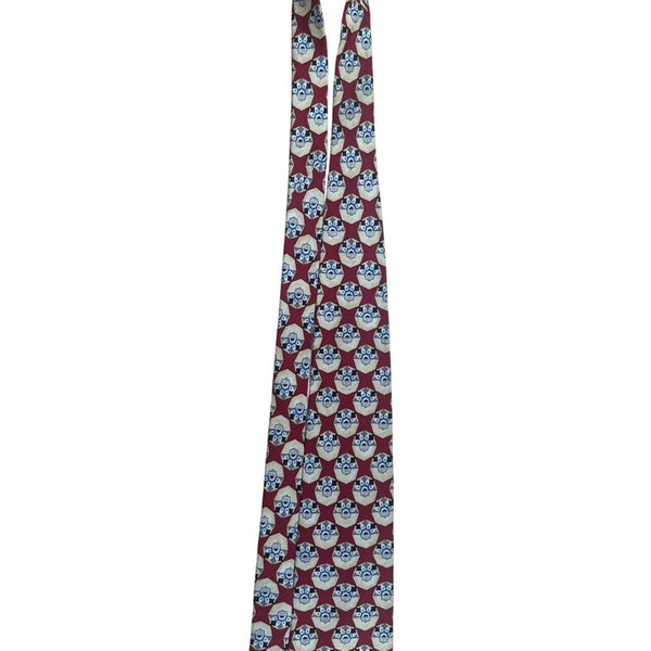 Jos A Bank Mens Red Silk Geometric Patterned Tie Corporate Collection Accessory