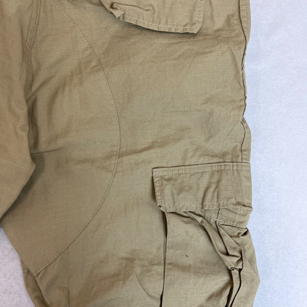 Military Issued Brown Cargo Pants Adjustable Waist & Button Fly Sz Meduim-Long