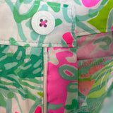 Lilly Pulitzer Girls Floral Cotton Shorts Pink Green Tropical Print Size 14