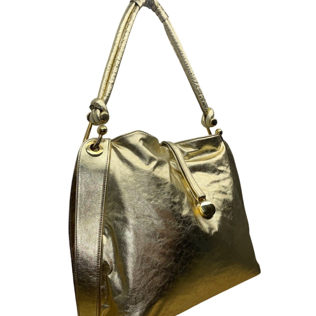 California Women’s Gold Leather Adjustable Strap & Snap Closure Shoulder Bag