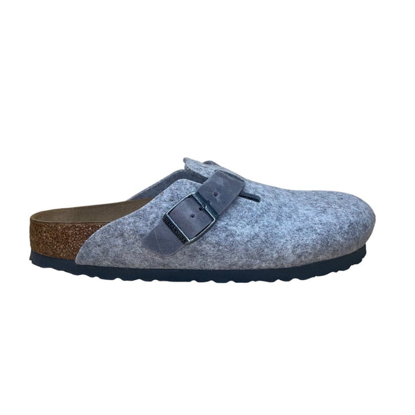 Birkenstock Women’s Light Gray Wool Narrow Fit Slip-On Boston Clogs Size L8