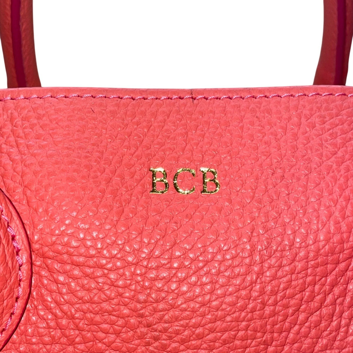 Mark & Graham Women’s Red Leather Gold BCB Initial Details Tote Bag Size L