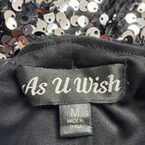 As U Wish Womens Black Sequin Strapless Mini Dress Size M