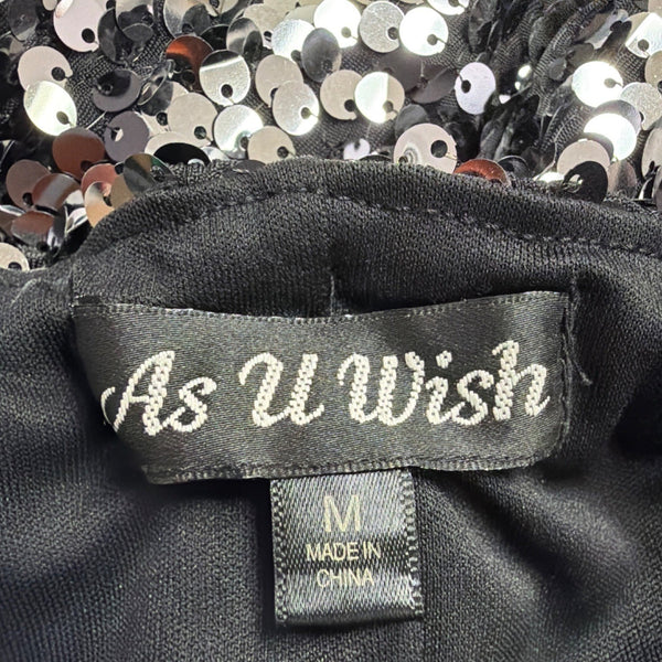 As U Wish Womens Black Sequin Strapless Mini Dress Size M