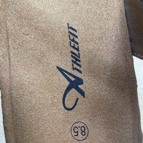 Athlefit Womens Black Leather Cross-Strap Open Toe Sandals Sz 8.5