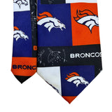 NFL Team Apparel Mens Orange/Blue Polyester Denver Broncos Tie Handmade Logo Des