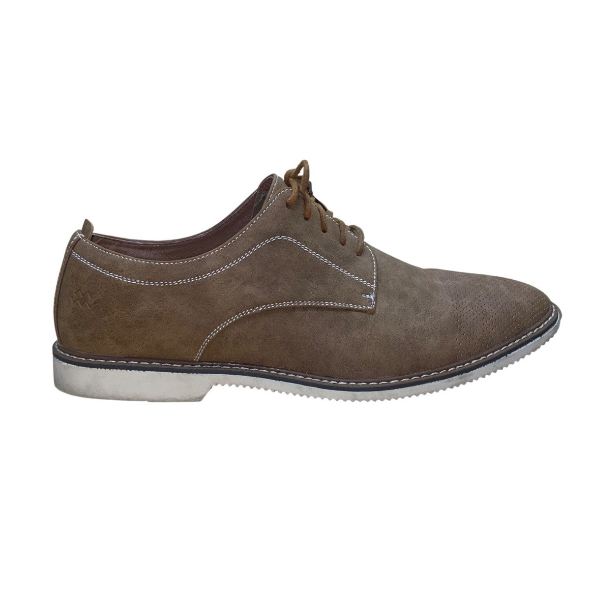Mio Marino Men’s Brown Faux Leather Perforated Lace Up Oxford Shoes Size 12
