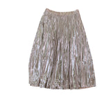 State Womens Silver Metallic Pleated Midi Skirt Size 8