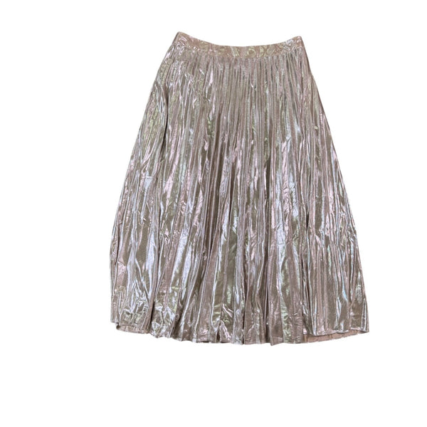 State Womens Silver Metallic Pleated Midi Skirt Size 8