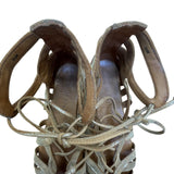 Gentle Souls Women’s Gold Leather Open Toe Lace Up Gladiator Sandals Size 6.5M