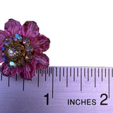 Vendome Womens Pink Crystal Rhinestone Clip-On Floral Earrings Gold Tone Vintage