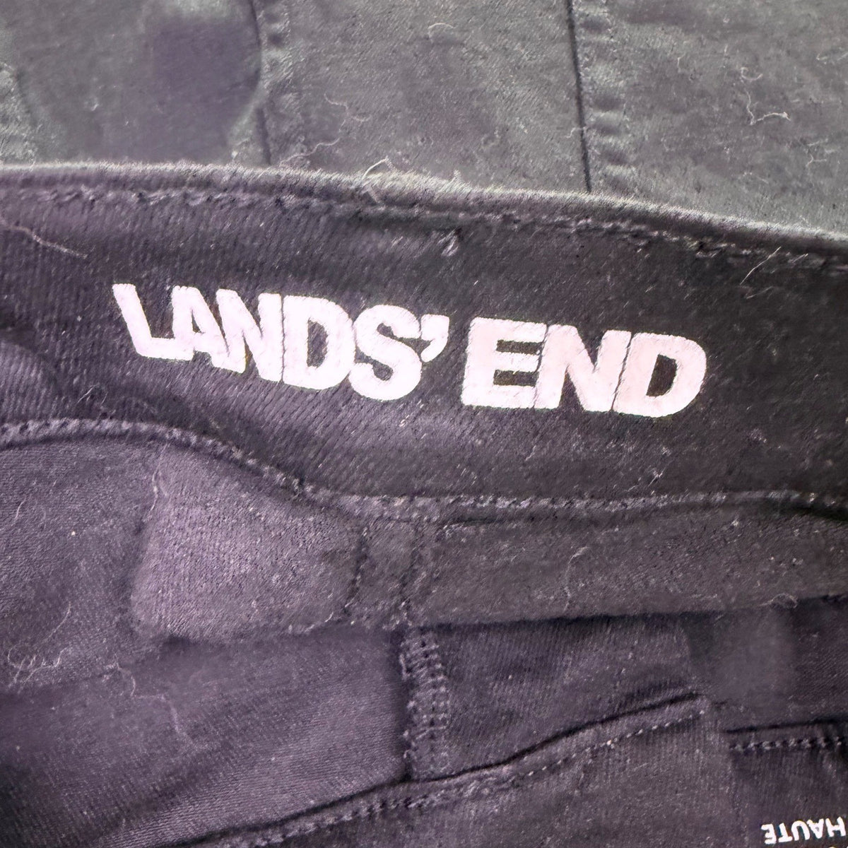Lands End Womens Black Slim Fit 5-Pocket Stretch Denim Jeans Size 16