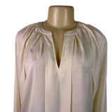 Michael Kors Womens Bone Pleated Long Sleeve Blouse Elegant Chic Sz M
