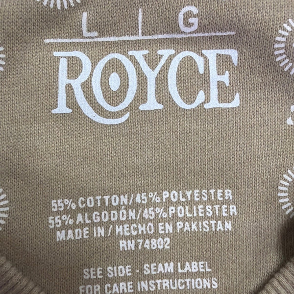 Royce Mens Beige Cotton-Blend V-Neck Sweatshirt With Pockets Size L