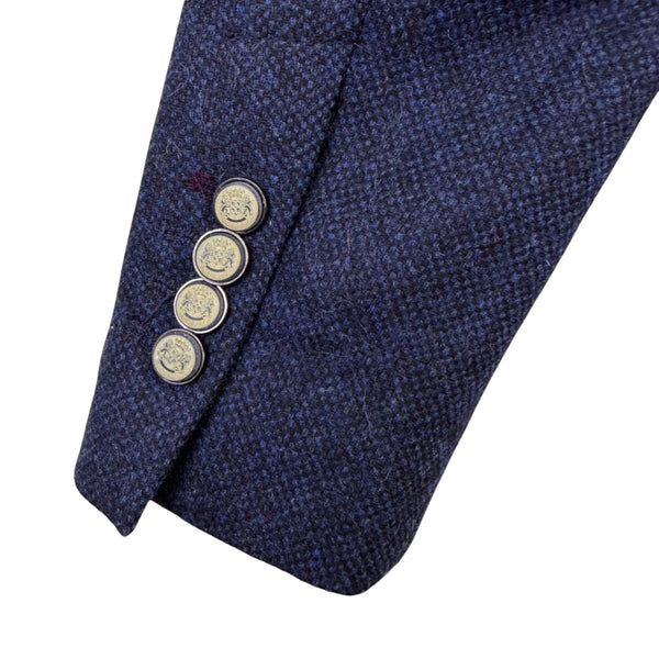 Zara Basic Womens Navy Cotton Blazer Single Button Lined Slim Fit Size M