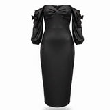 Fashion Nova Womens Black Off-The-Shoulder Puff Sleeve Dress Size L
