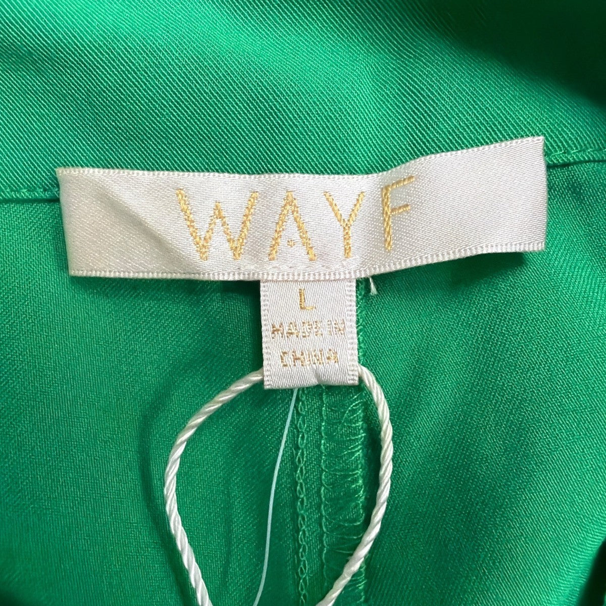 WAYF Womens Green Polyester Wide-Leg Pants Comfortable Elastic Waistband Size L