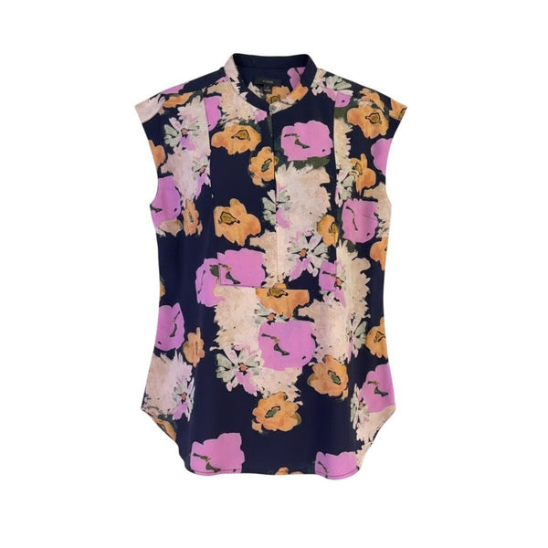 J.Crew Womens Multicolor Floral Print Sleeveless Button-Front Blouse Size S