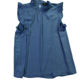 Ann Taylor Factory Womens Blue Ruffle Sleeveless Blouse Size L