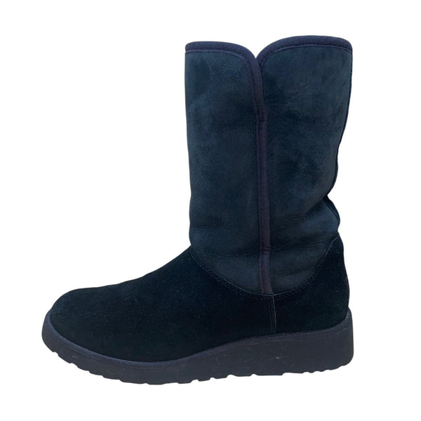 UGG Women’s Black Suede Mid-Calf Slip-On Winter Boots Size 8.5
