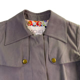 Rachel Roy Womens Grey Flared Trench Coat With Floral Lining Size XS