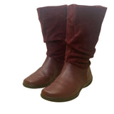 Hotter Women’s Burgundy Leather/Suede Zip Up Mystery Mid-Calf Boots Size 8.5