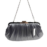 Jessica McClintock Women's Satin Silver Chain Strap Rosaria Clutch Sz S- NWT