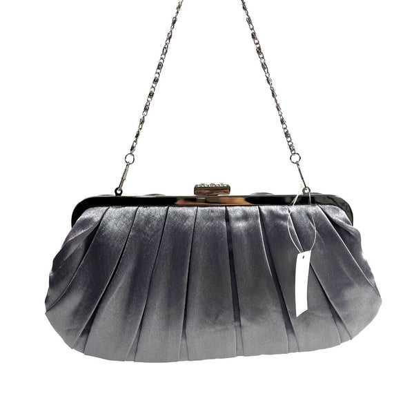 Jessica McClintock Women's Satin Silver Chain Strap Rosaria Clutch Sz S- NWT
