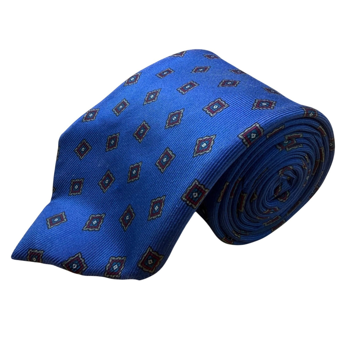 Robert Todd Ltd Mens Blue Silk Geometric Pattern Tie Classic Necktie