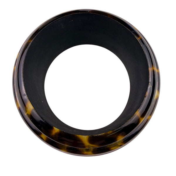 Vintage Womens Brown Tone Acrylic Ridged Wide Bangle Bracelet