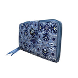Vera Bradley Women’s Blue Floral Pattern Fabric RFID Plaza Tile Turnlock Wallet