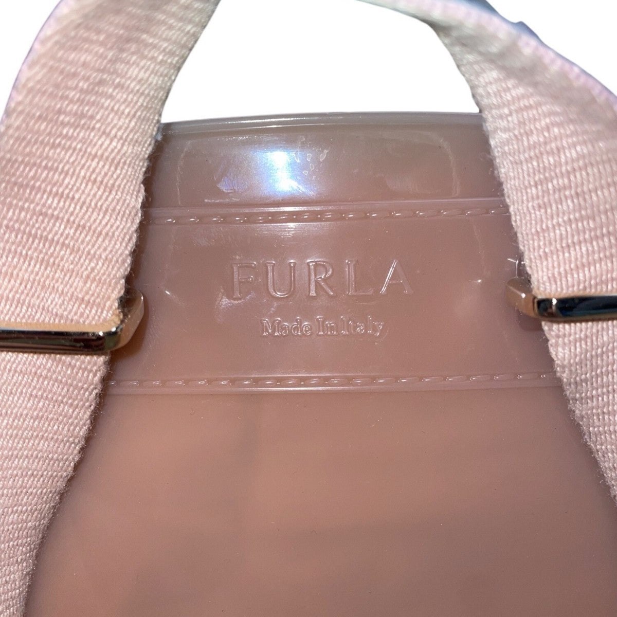 Furla Women’s Pink & Black Mesh & Rubber Blend Heart Backpack