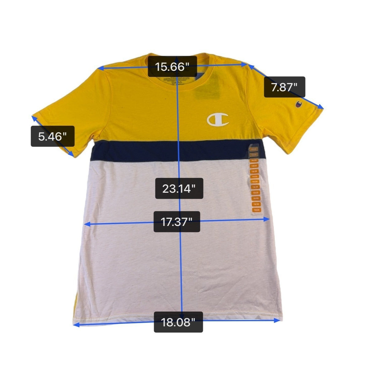 Champion Youth Gold/Navy/WhiteColorblock T-Shirt Size 18/20