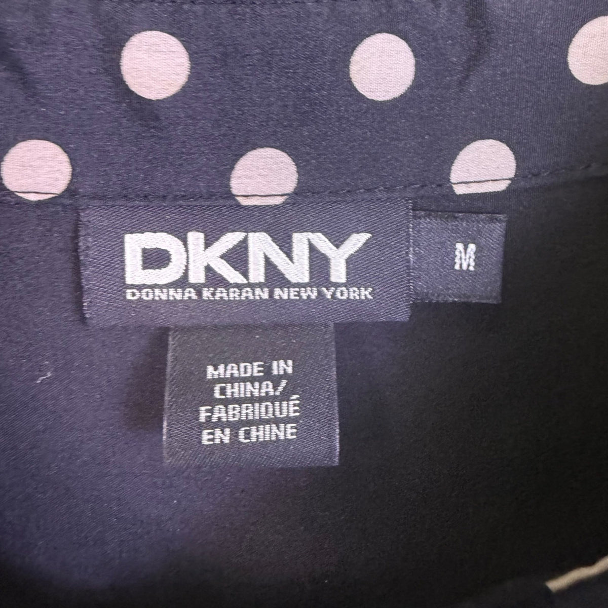 DKNY Womens Navy Polka Dot Silk-Blend Shirt Dress With Belt Size M