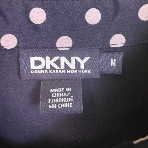 DKNY Womens Navy Polka Dot Silk-Blend Shirt Dress With Belt Size M