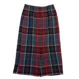 Talbots Womens Red & Green Plaid Wool Midi Skirt Button Accent Size 8 Petite