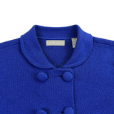 Kate Hill Womens Blue Merino Double-Breasted Sweater Jacket Size S